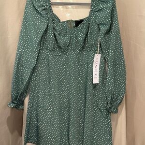Lumiere Teal Dress with White Dots